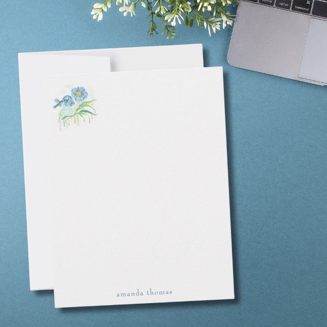 Himalayan Blue Poppy with Hummingbird Personalize Note Card (Creator Uploaded)