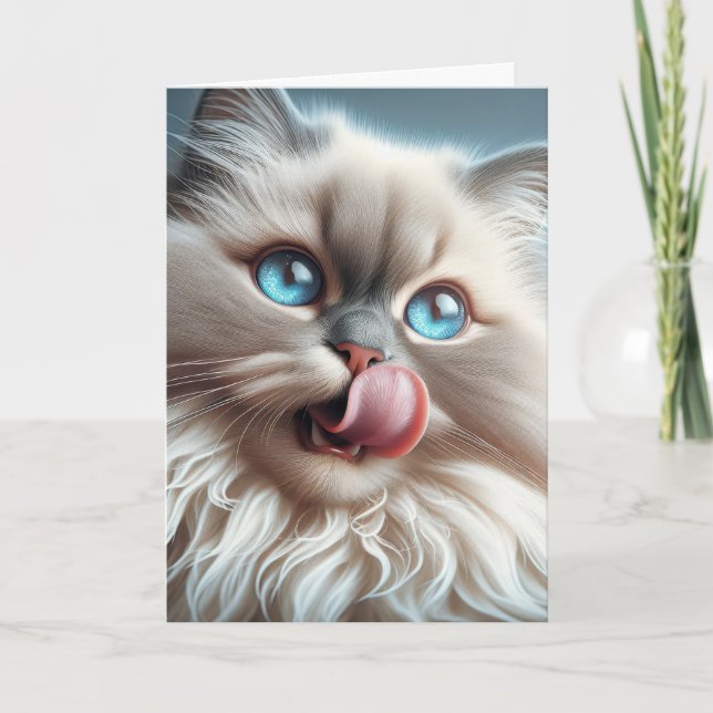 Himalayan Cat Birthday Humor Card (Front)