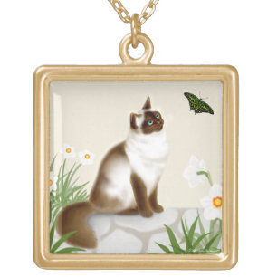 Himalayan Cat & Butterfly Necklace