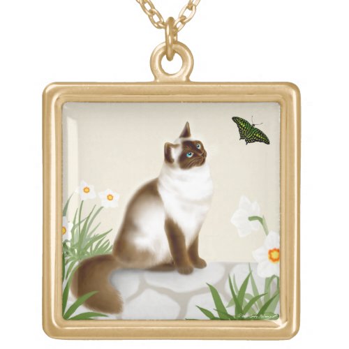 Himalayan Cat  Butterfly Necklace