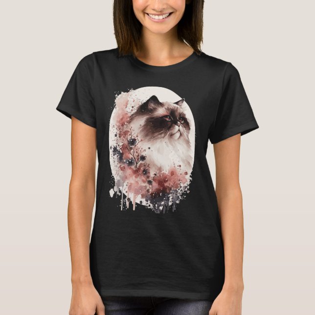 Himalayan Cat Cherry Blossom Japanese Sakura T-Shirt (Front)