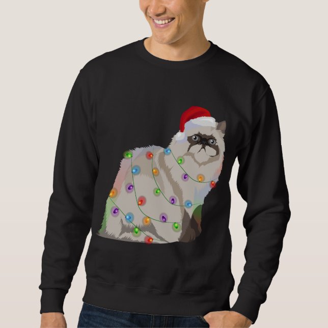 Himalayan Cat Christmas Lights Xmas Cat Lover Sweatshirt (Front)