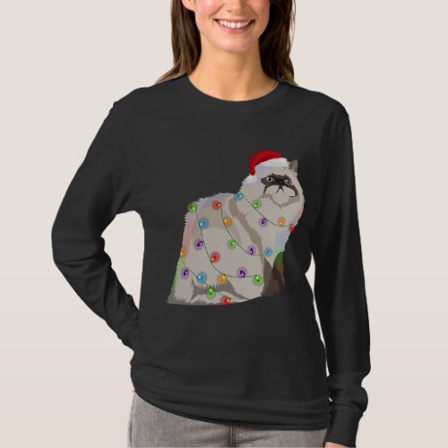 Himalayan Cat Christmas Lights Xmas Cat Lover T_Shirt