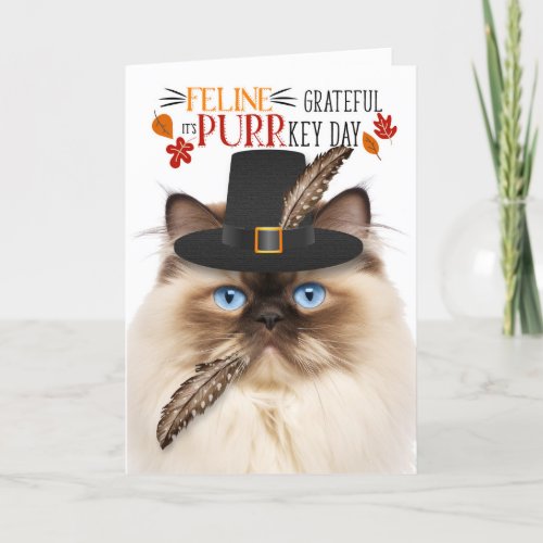 Himalayan Cat Grateful for PURRkey Day Holiday Card