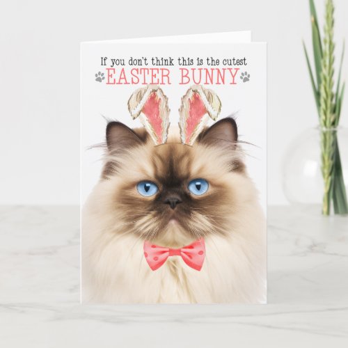 Himalayan Cat in Bunny Ears for Easter Holiday Card