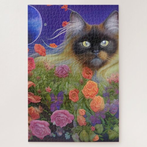 Himalayan Cat in Flowers Jigsaw Puzzle
