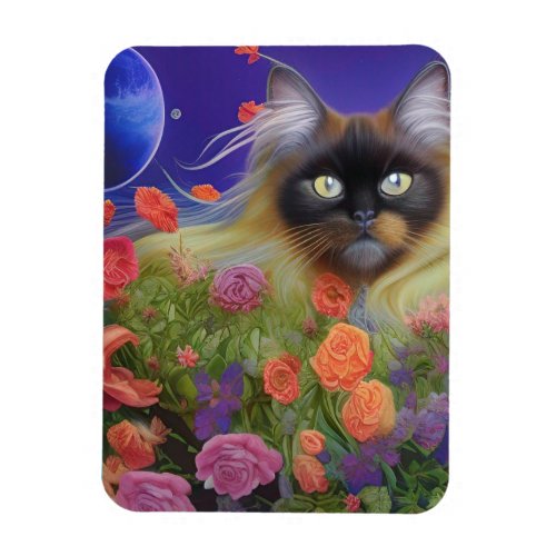 Himalayan Cat in Flowers  Magnet