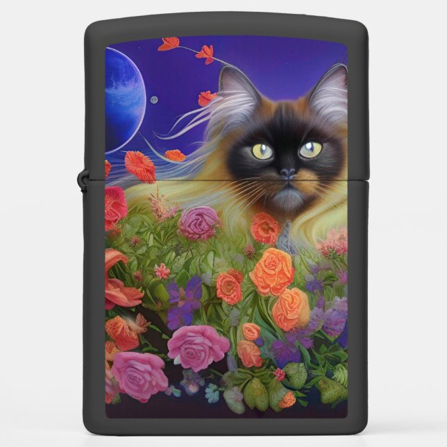Himalayan Cat in the Garden   Zippo Lighter (Front)