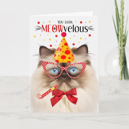 Himalayan Cat MEOWvelous Birthday Card