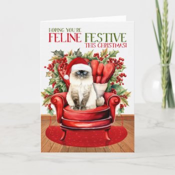 Himalayan Christmas Cat Feline Festive Holiday Card by PAWSitivelyPETs at Zazzle