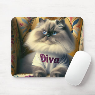 Himalayan Diva Cat On a Chair Mouse Pad
