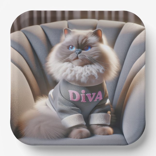 Himalayan Diva Cat Paper Plates (Front)