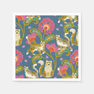 Himalayan Folk Art whimsical Snow Leopards Napkins
