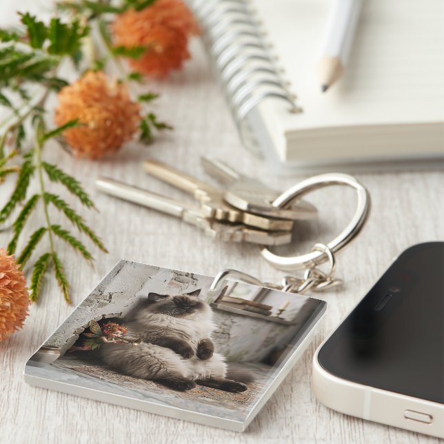Himalayan Kitty and Pixie Wake Up Surprise  Keychain (Front Right)