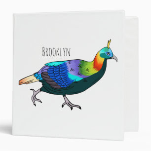 Himalayan monal bird cartoon illustration 3 ring binder
