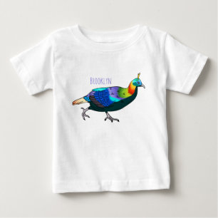 Himalayan monal bird cartoon illustration  baby T-Shirt