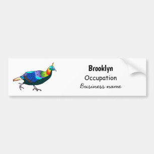 Himalayan monal bird cartoon illustration bumper sticker
