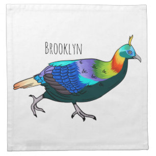 Himalayan monal bird cartoon illustration cloth napkin
