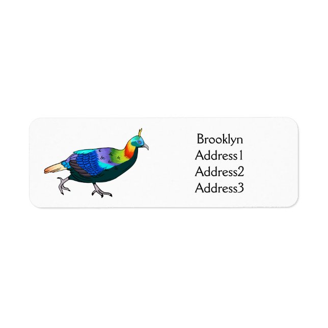 Himalayan monal bird cartoon illustration  label (Front)