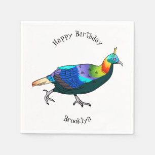 Himalayan monal bird cartoon illustration napkins
