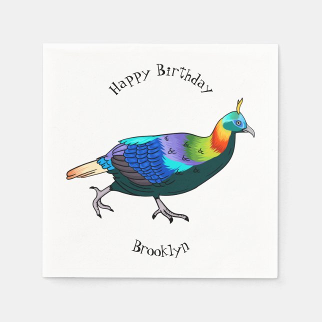 Himalayan monal bird cartoon illustration  napkins (Front)