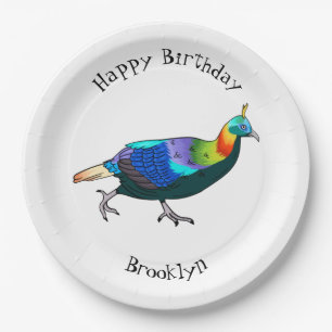 Himalayan monal bird cartoon illustration  paper plates