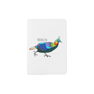 Himalayan monal bird cartoon illustration  passport holder