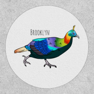 Himalayan monal bird cartoon illustration  patch
