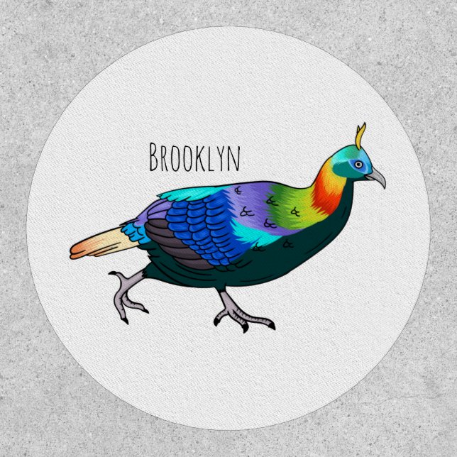 Himalayan monal bird cartoon illustration  patch (Front)