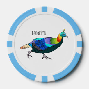 Himalayan monal bird cartoon illustration poker chips