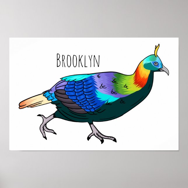 Himalayan monal bird cartoon illustration poster (Front)