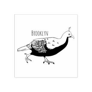 Himalayan monal bird cartoon illustration rubber stamp
