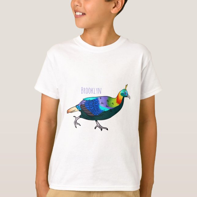 Himalayan monal bird cartoon illustration T-Shirt (Front)