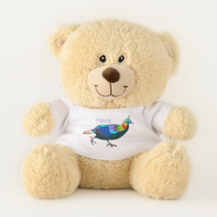 Himalayan monal bird cartoon illustration teddy bear