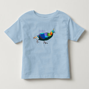 Himalayan monal bird cartoon illustration toddler t-shirt