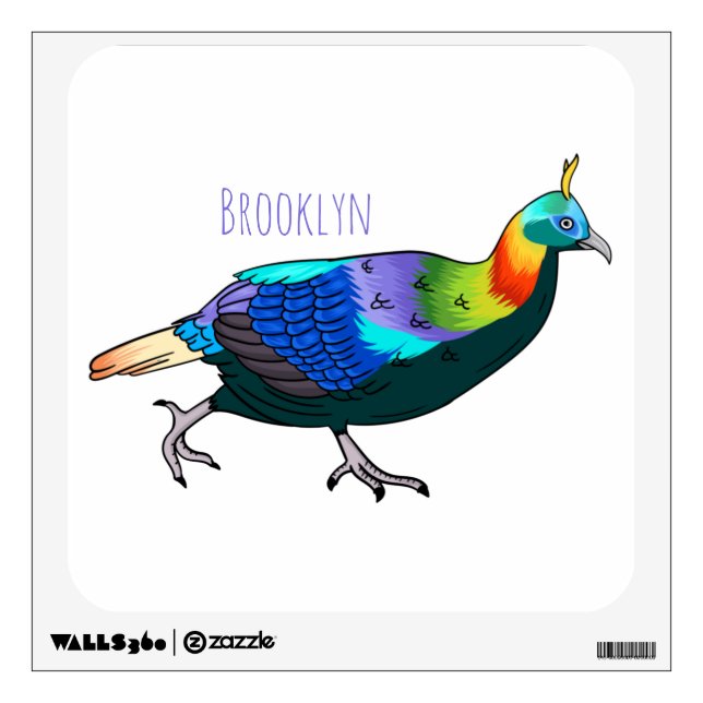 Himalayan monal bird cartoon illustration wall decal (Front)