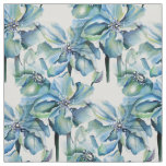 Himalayan Persian Blue Poppies Watercolor Fabric