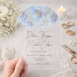 Himalayan Poppy Blue Elegant Acrylic Wedding Invitations