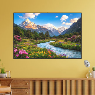 Himalayan River of Colors – Mountain Landscape Canvas Print