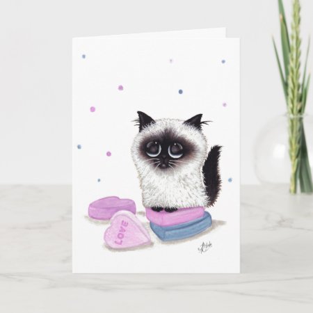 Himalayan Valentine Candy Cat By Bihrle Holiday Card