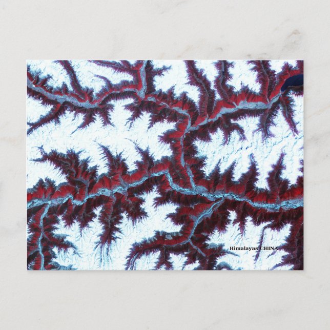 Himalayas China Satellite Image POSTCARDS (Front)