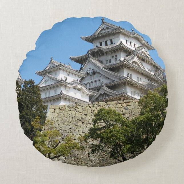 Himeji Castle 姫路城, Hyogo, Japan Round Pillow (Front)