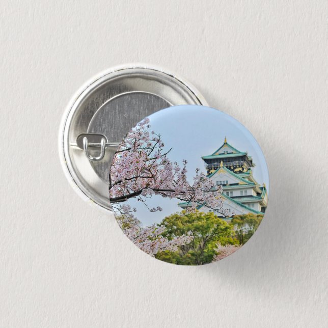 Himeji Castle with cherry blossoms Japan Button (Front & Back)