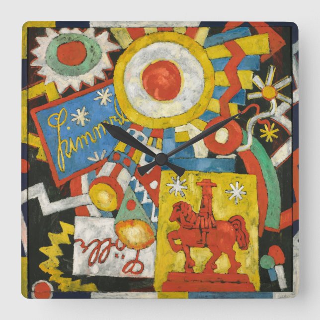 Himmel by Marsden Hartley, Vintage Expressionism Square Wall Clock (Front)