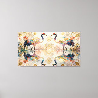 Himmlische Kraniche in Harmonie - Wasserfarben  Canvas Print