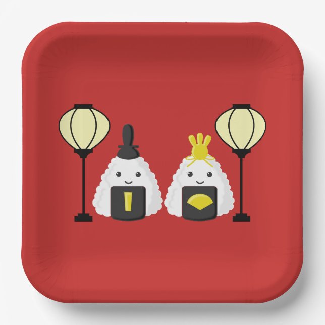 Hina Matsuri Onigiri Paper Plates (Front)