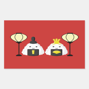 Hina Matsuri Onigiri Rectangular Sticker