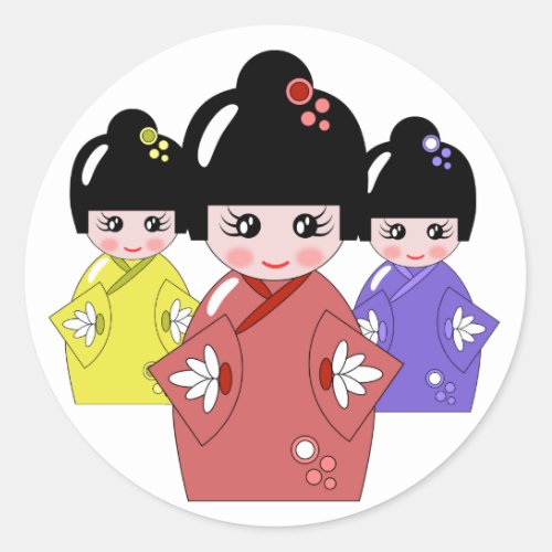 Hinamatsuri Girls Day Japanese Doll  Classic Round Sticker