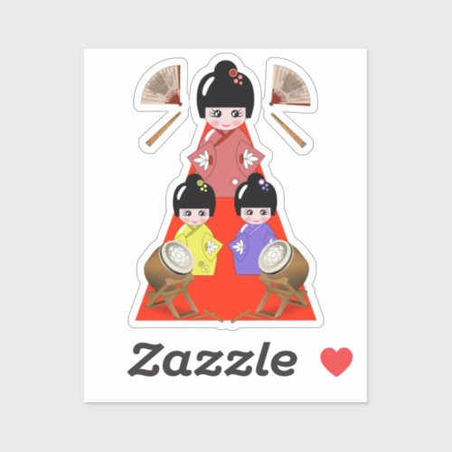 Hinamatsuri Girls Day Japanese Doll  Sticker