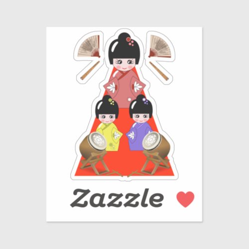 Hinamatsuri Girls Day Japanese Doll  Sticker